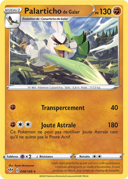 Carte Pokémon Palarticho de Galar 098/189 SWSH3 Ténèbres Embrasées EB03 Neuf FR LorenZone