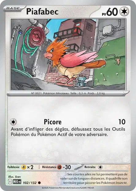 Carte Pokémon Piafabec 102/132 MEG Méga-Évolution ME01 Neuf FR LorenZone