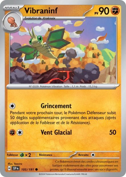 Carte Pokémon Vibraninf 105/191 SSP Étincelles Déferlantes EV08 Neuf FR LorenZone