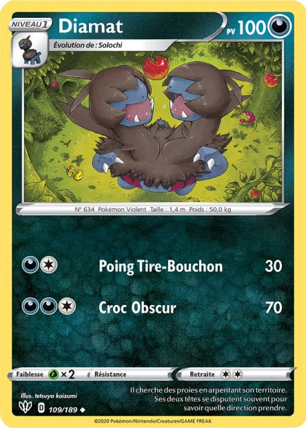 Carte Pokémon Diamat 109/189 SWSH3 Ténèbres Embrasées EB03 Neuf FR LorenZone
