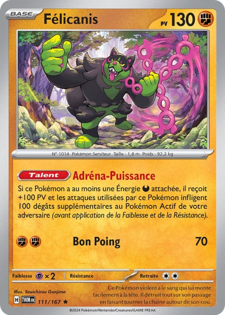 Carte Pokémon Félicanis 111/167 TWM Mascarade Crépusculaire EV06 Neuf FR LorenZone