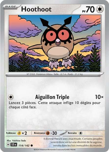 Carte Pokémon Hoothoot 114/142 SCR Couronne Stellaire EV07 Neuf FR LorenZone