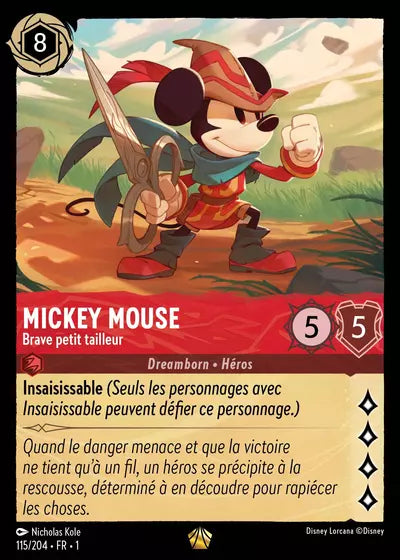 Carte Lorcana - Disney Mickey Mouse, Brave petit tailleur 115/204 Chapitre 01 Premier Chapitre FC Neuf FR LorenZone