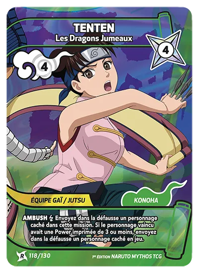 Carte Naruto Mythos TENTEN – Les Dragons Jumeaux 118/130 R 1er Chapitre Neuf FR LorenZone