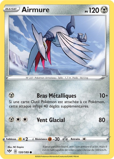 Carte Pokémon Airmure 120/189 SWSH3 Ténèbres Embrasées EB03 Neuf FR LorenZone