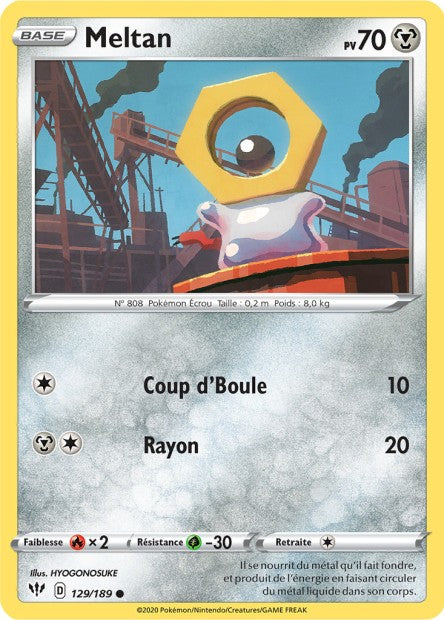 Carte Pokémon Meltan 129/189 SWSH3 Ténèbres Embrasées EB03 Neuf FR LorenZone