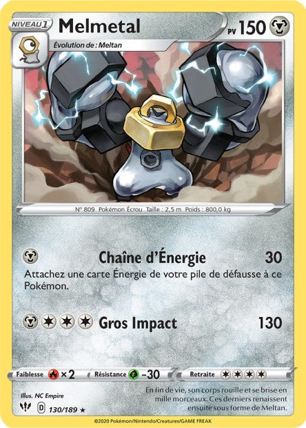 Carte Pokémon Melmetal 130/189 SWSH3 Ténèbres Embrasées EB03 Neuf FR LorenZone