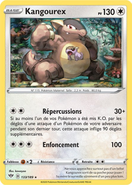 Carte Pokémon Kangourex 133/189 SWSH3 Ténèbres Embrasées EB03 Neuf FR LorenZone