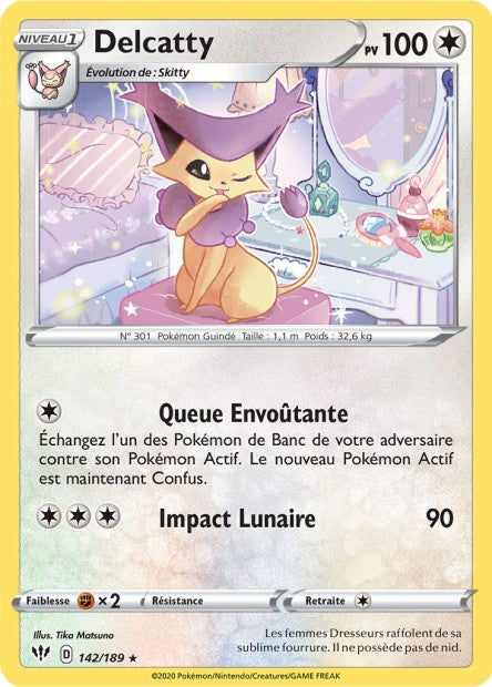 Carte Pokémon Delcatty 142/189 SWSH3 Ténèbres Embrasées EB03 Neuf FR LorenZone