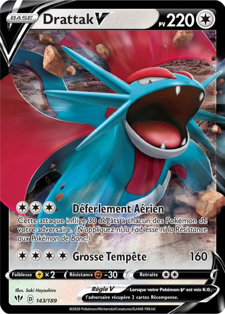 Carte Pokémon Drattak V 143/189 SWSH3 Ténèbres Embrasées EB03 Neuf FR LorenZone