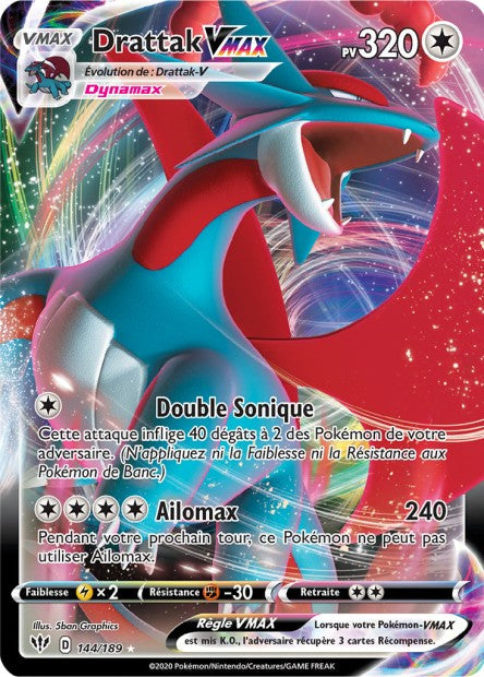 Carte Pokémon Drattak VMAX 144/189 SWSH3 Ténèbres Embrasées EB03 Neuf FR LorenZone