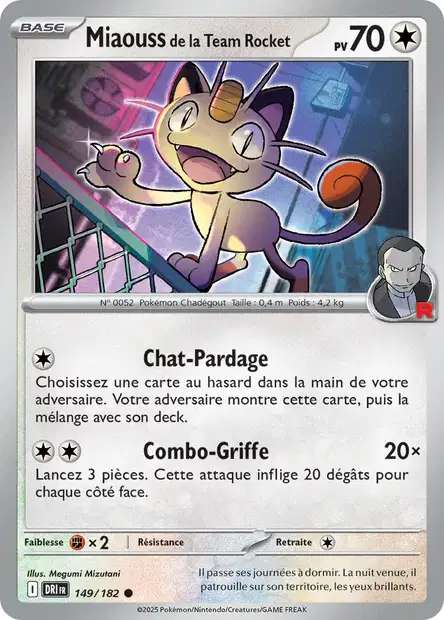 Carte Pokémon Miaouss de la Team Rocket 149/182 DRI Rivalités Destinées EV10 Neuf FR LorenZone