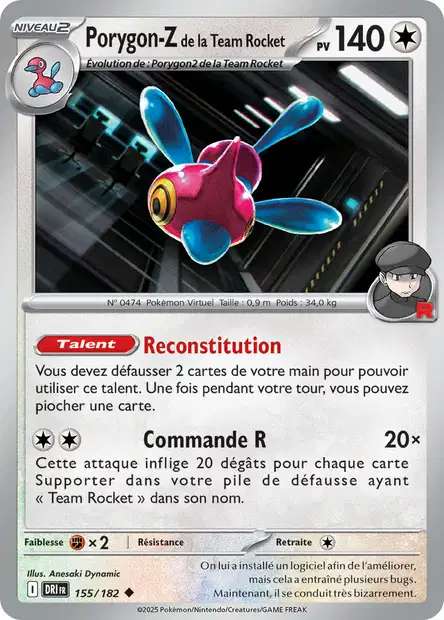 Carte Pokémon Porygon-Z de la Team Rocket 155/182 DRI Rivalités Destinées EV10 Neuf FR LorenZone