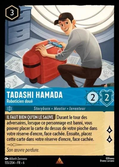 Carte Lorcana - Disney Tadashi Hamada, Roboticien doué 155/204 Rare Chapitre 06 La Mer Azurite AZS Neuf FR LorenZone