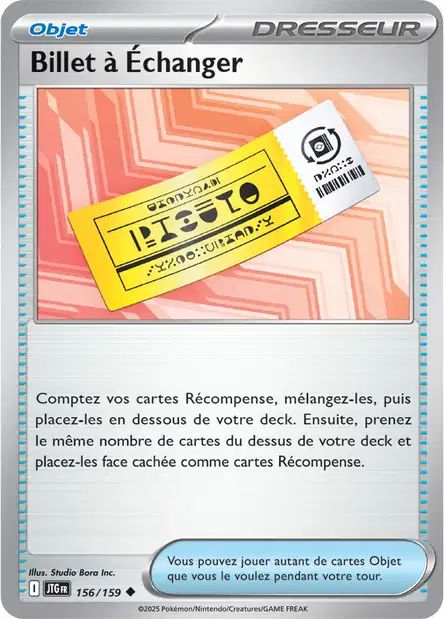 Carte Pokémon Billet à Échanger 156/159 JTG Aventures Ensemble EV09 Neuf FR LorenZone