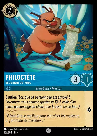 Carte Lorcana - Disney Philoctète, Entraîneur de héros 156/204 Chapitre 01 Premier Chapitre FC Neuf FR LorenZone