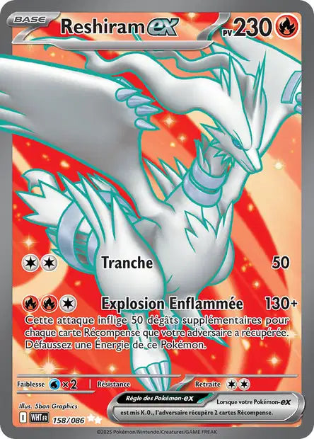 Carte Pokémon Reshiram EX 158/086 WHT Flamme Blanche EV10_5 Neuf FR LorenZone