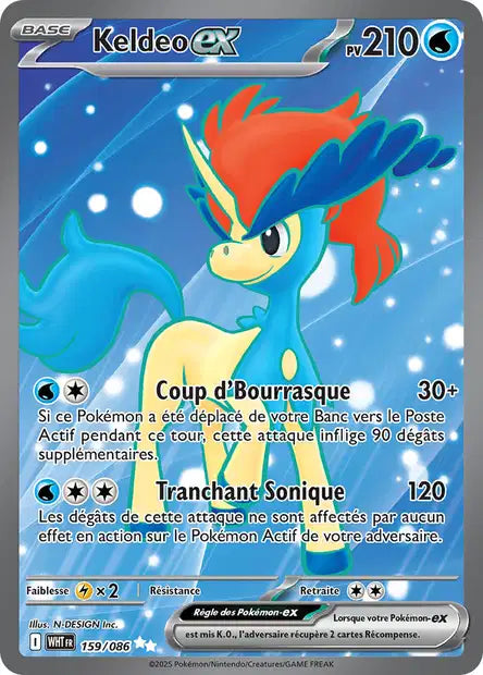Carte Pokémon Keldeo EX 159/086 WHT Flamme Blanche EV10_5 Neuf FR LorenZone