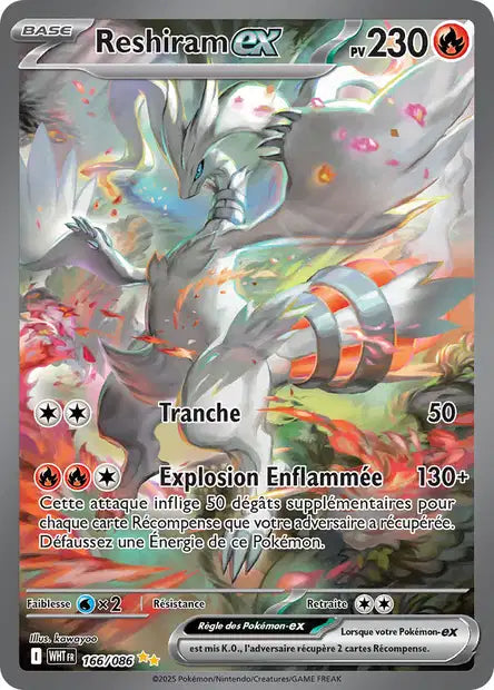 Carte Pokémon Reshiram EX 166/086 WHT Flamme Blanche EV10_5 Neuf FR LorenZone