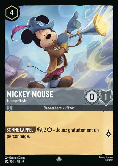 Carte Lorcana - Disney Mickey Mouse, Trompettiste 172/204 Chapitre 09 Fabuleux FAB Neuf FR LorenZone