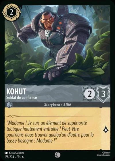 Carte Lorcana - Disney Kohut, Soldat de confiance 178/204 Commune Chapitre 06 La Mer Azurite AZS Neuf FR LorenZone