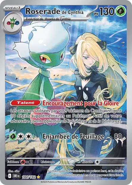 Carte Pokémon Roserade de Cynthia 184/182 DRI Rivalités Destinées EV10 Neuf FR LorenZone