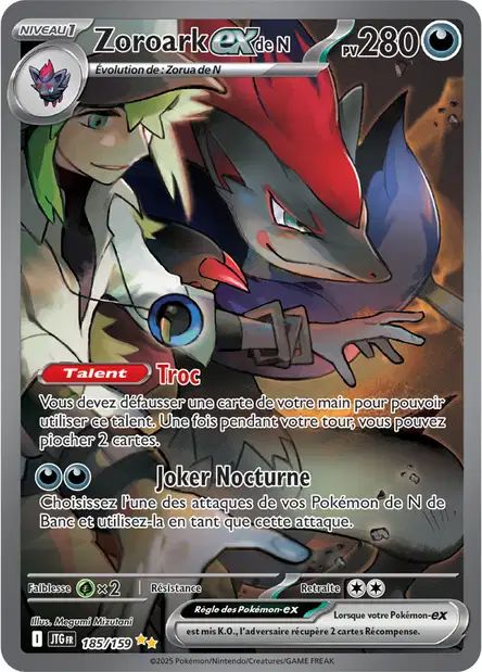 Carte Pokémon Zoroark EX de N 185/159 JTG Aventures Ensemble EV09 Neuf FR LorenZone