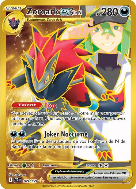 Carte Pokémon Zoroark EX de N 189/159 JTG Aventures Ensemble EV09 Neuf FR LorenZone