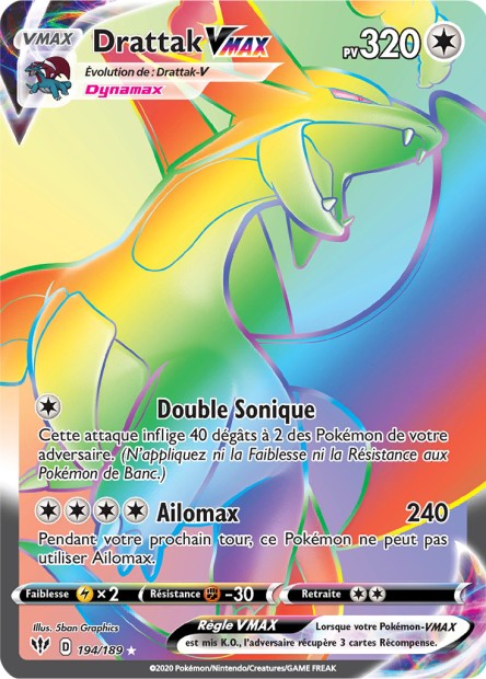 Carte Pokémon Drattak VMAX 194/189 SWSH3 Ténèbres Embrasées EB03 Neuf FR LorenZone