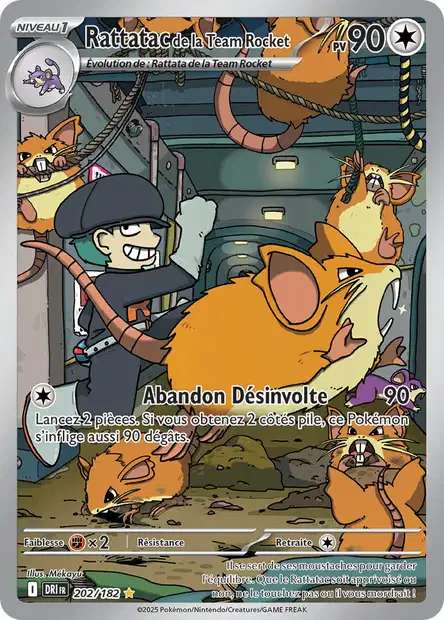 Carte Pokémon Rattatac de la Team Rocket 202/182 DRI Rivalités Destinées EV10 Neuf FR LorenZone