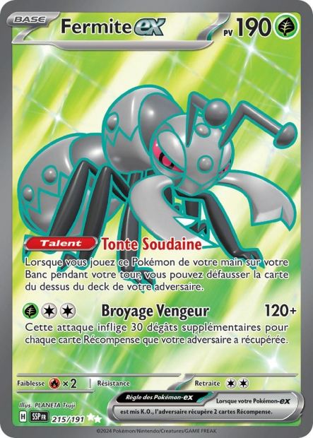 Carte Pokémon Fermite EX 215/191 SSP Étincelles Déferlantes EV08 Neuf FR LorenZone