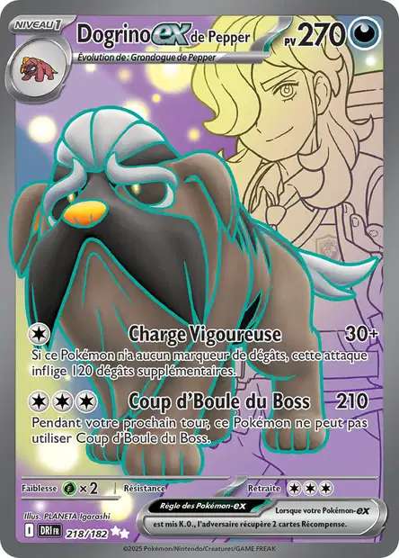 Carte Pokémon Dogrino EX de Pepper 218/182 DRI Rivalités Destinées EV10 Neuf FR LorenZone