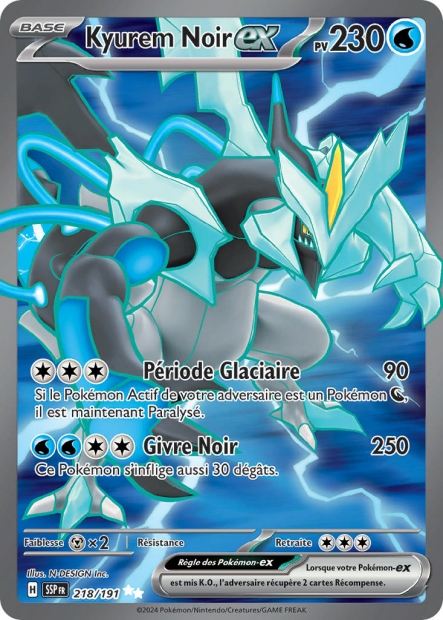 Carte Pokémon Kyurem Noir EX 218/191 SSP Étincelles Déferlantes EV08 Neuf FR LorenZone