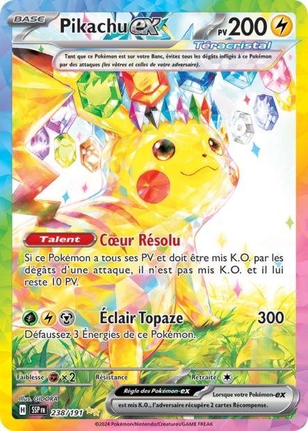 Carte Pokémon Pikachu EX 238/191 SSP Étincelles Déferlantes EV08 Neuf FR LorenZone