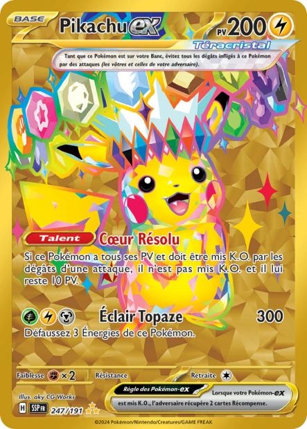 Carte Pokémon Pikachu EX 247/191 SSP Étincelles Déferlantes EV08 Neuf FR LorenZone