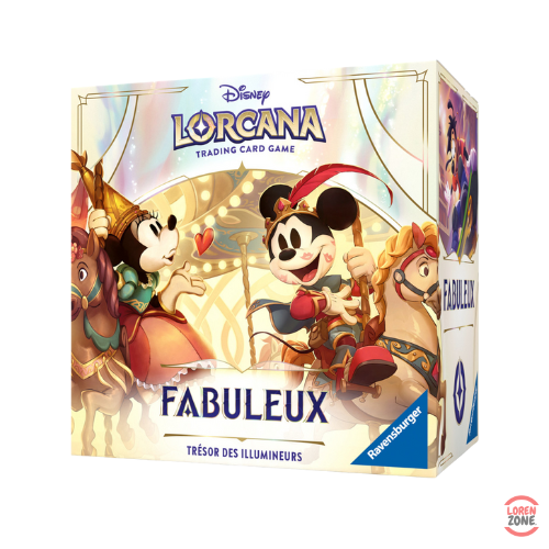 Coffret Disney Lorcana Fabuleux Trésor des Illumineurs avec illustration Mickey et Minnie sur manège