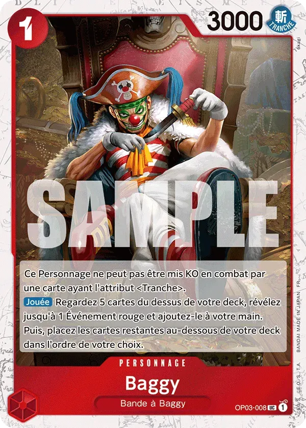 Carte One Piece Baggy V2 - PRB02 - FR OP03-008 Peu Commune Foil The Best Vol.2 Neuf FR LorenZone