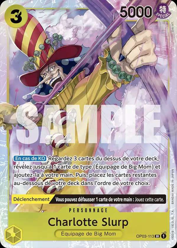 Carte One Piece Charlotte Slurp V1 OP03-113 SR The Best Neuf FR LorenZone