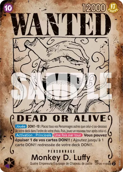 Carte One Piece Monkey.D.Luffy Wanted OP05-119 SEC Les Nouveaux Empereurs Neuf FR LorenZone