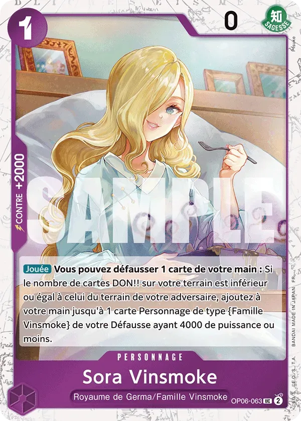 Carte One Piece Sora Vinsmoke V2 - PRB02 - FR OP06-063 Peu Commune Foil The Best Vol.2 Neuf FR LorenZone