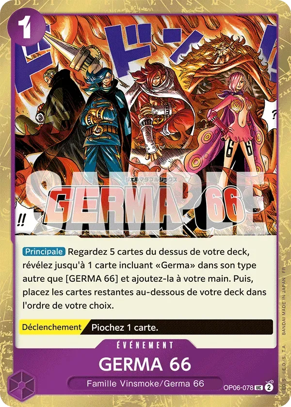 Carte One Piece GERMA 66 V2 - PRB02 - FR OP06-078 Peu Commune Foil The Best Vol.2 Neuf FR LorenZone