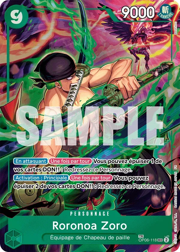 Carte One Piece Roronoa Zoro - FR OP06-118 TR Des Poings Vifs Comme l'Éclair Neuf FR LorenZone