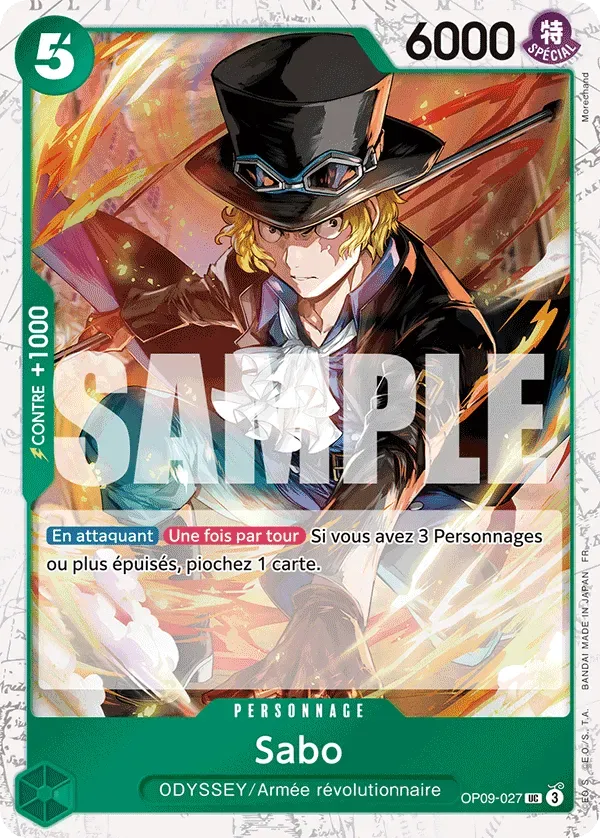 Carte One Piece Sabo V2 - PRB02 - FR OP09-027 Peu Commune Foil The Best Vol.2 Neuf FR LorenZone