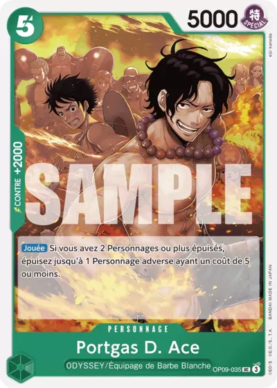 Carte One Piece Portgas.D.Ace OP09-035 UC Les Nouveaux Empereurs Neuf FR LorenZone