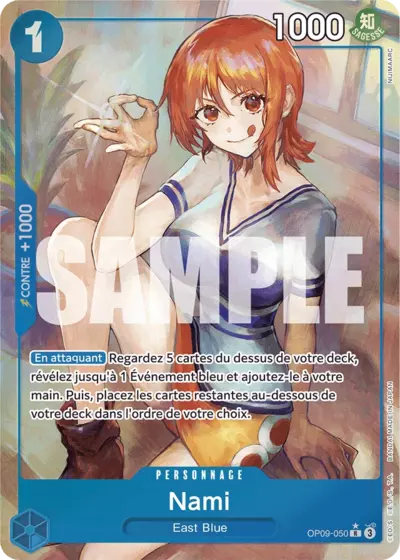 Carte One Piece Nami V2 OP09-050 R Les Nouveaux Empereurs Neuf FR LorenZone