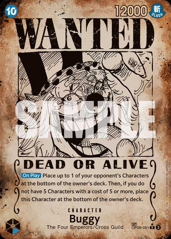 Carte One Piece Buggy Wanted OP09-051 R Emperors In The New World Neuf EN LorenZone