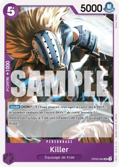 Carte One Piece Killer OP09-064 UC Les Nouveaux Empereurs Neuf FR LorenZone