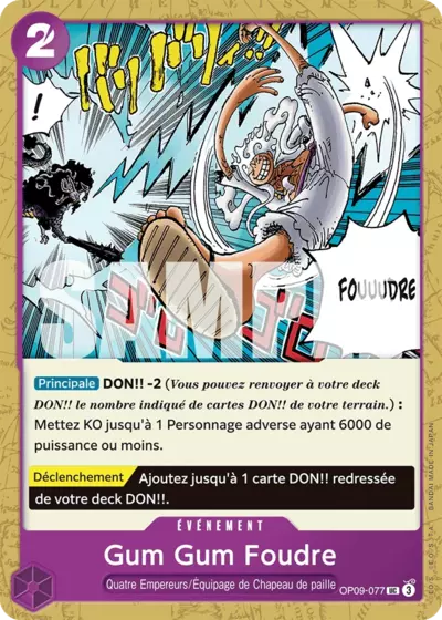 Carte One Piece Gum Gum Foudre OP09-077 UC Les Nouveaux Empereurs Neuf FR LorenZone