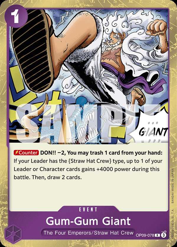 Carte One Piece Gum-Gum Giant OP09-078 R Emperors In The New World Neuf EN LorenZone