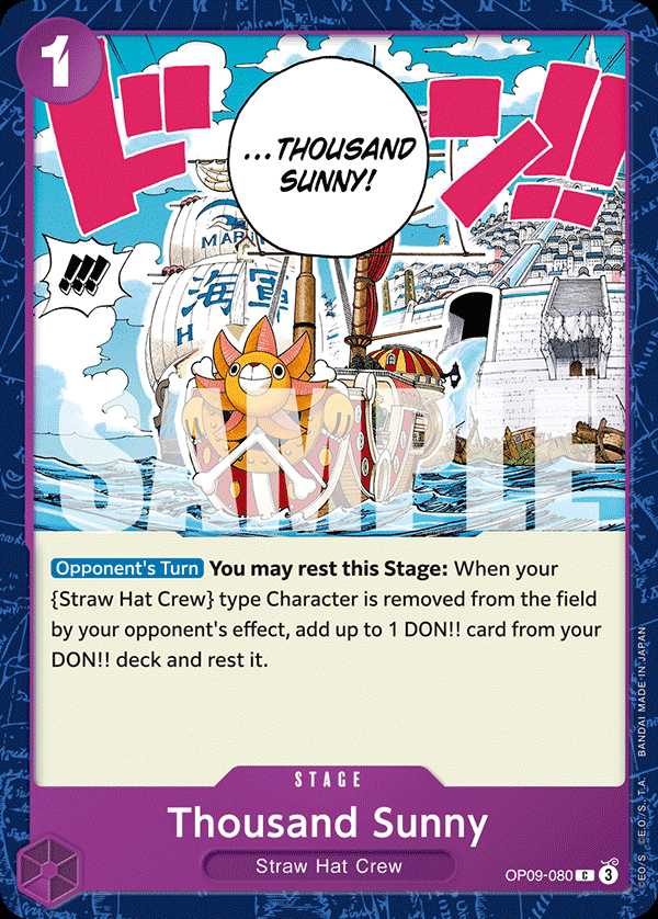 Carte One Piece Thousand Sunny OP09-080 C Emperors In The New World Neuf EN LorenZone